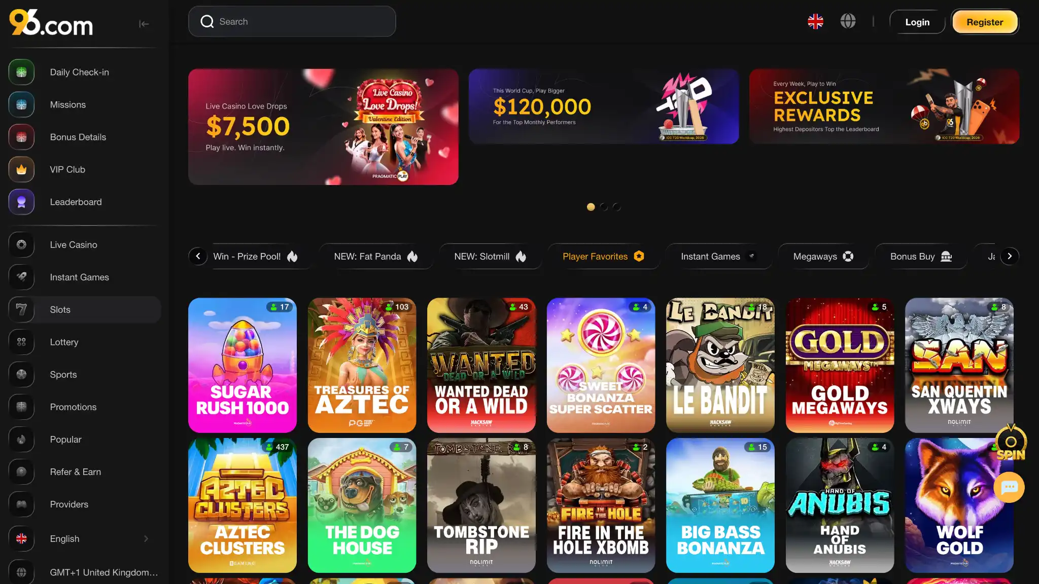 Mobile Casino Games Catalog and Filter Grid