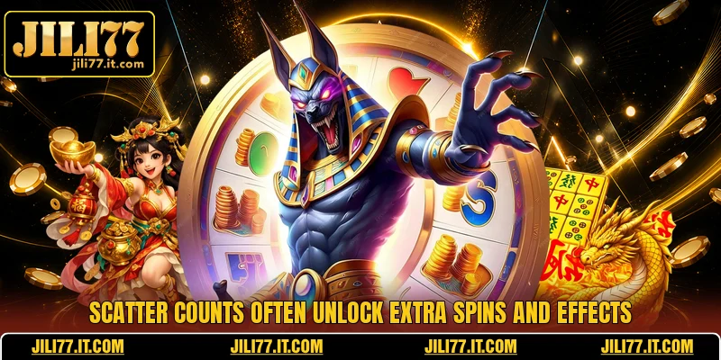 Scatter counts often unlock extra spins and effects