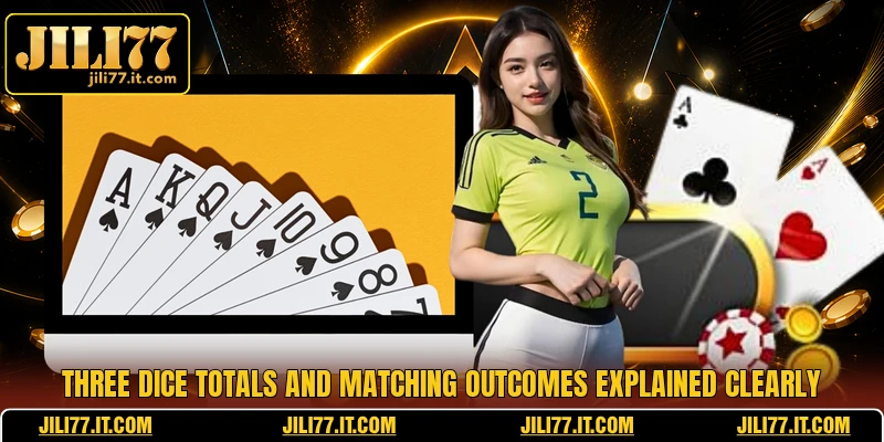 Three dice totals and matching outcomes explained clearly