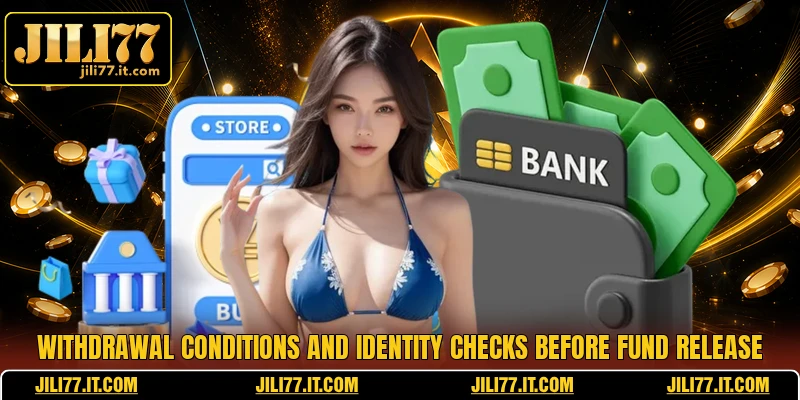 Withdrawal conditions and identity checks before fund release